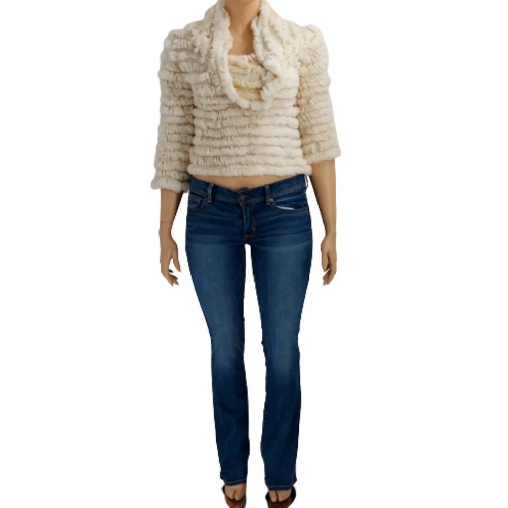BCBGMAXAZRIA Rabbit Fur/Wool Blend Cowl Neck Top
